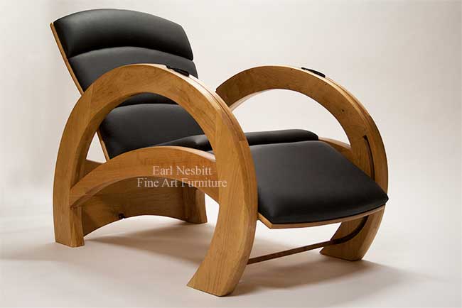 custom made recliner chair with footrest partially extended